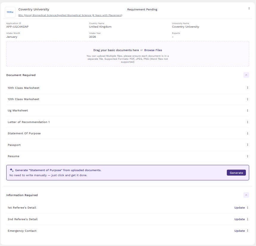 Application Requirements